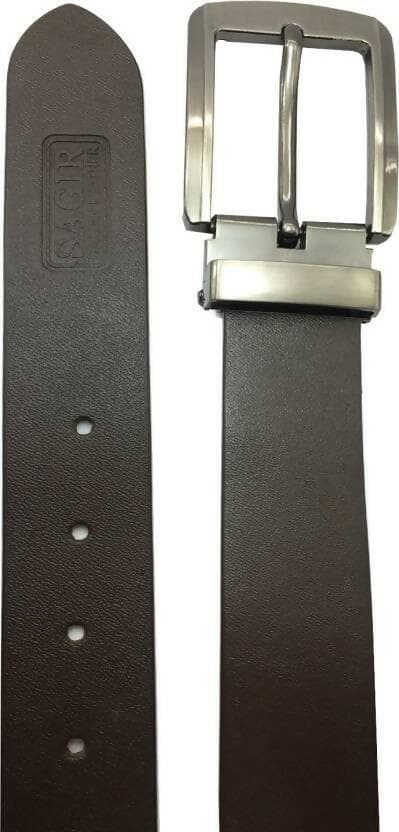 Men Casual Brown Genuine Leather Belt (Size: 36) - HalfPe