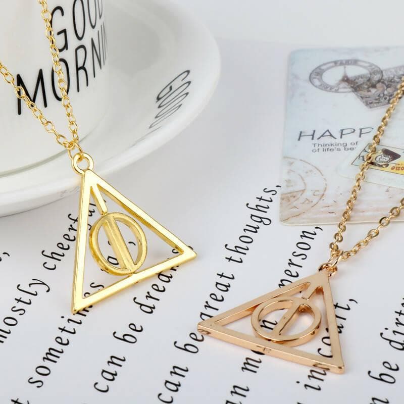 Pinapes Harry Potter Necklace for Girls Famous Harry Potter Deathly Hallows Pendants for Girls Set of 2 - HalfPe