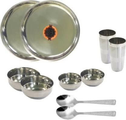 SHINI LIFESTYLE Pack of 50 Stainless Steel Stainless Steel Dinner Set Kitchen Set for Home | Heavy Gauge Dinner Set (Silver) - HalfPe