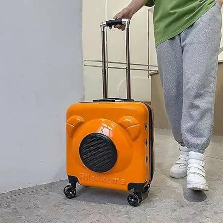 PetGains PGVC Airline Approved Large Space Breathable Pet Trolley Cat Dog Carrier (Orange) - HalfPe