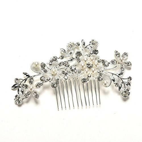 SENECIO Floral Wedding Tiara Sparkling Silver Plated Crystal Simulated Pearl Bridal Hair Combs Hairpin Hair Jewelry - HalfPe