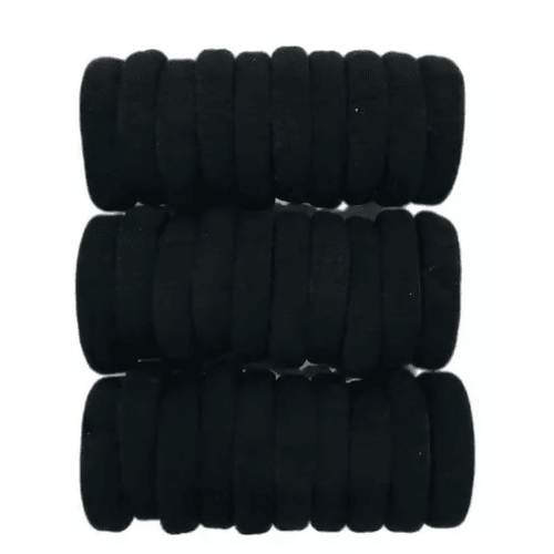 SENECIO Black Rope Stretchable Seamless Elastic Hair Ties(30Pc) - HalfPe