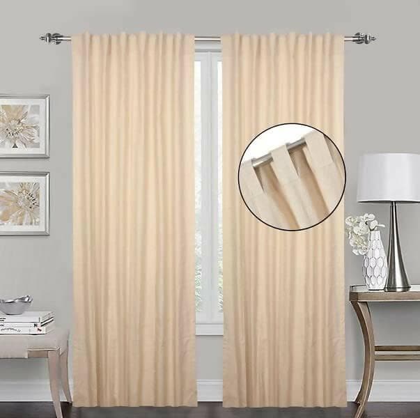 Lushomes linen curtains, light filtering curtains,Colour Natural for Living Room or Bedroom with Reverse Tab Top, 50 x 72 inch (Tan) - HalfPe