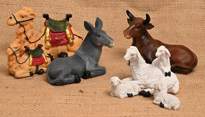 KariGhar Resin 7 Pcs Animals Set Statue for Christmas Nativity Scene, Crib Set Decoration,kudil Set, Various Other Decoration and Gifting, 8 Inch - HalfPe