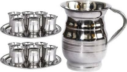 SHINI LIFESTYLE Stainless , Water Jug, juice glass, Steel glass Jug Glass Set - HalfPe