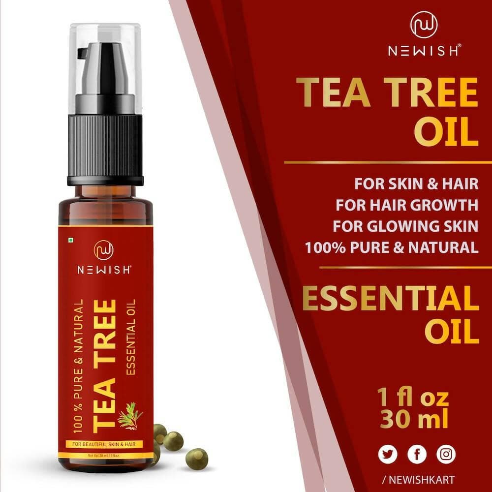 Newish Tea Tree Essential Oil for Skin Acne, Anti fungal oil, Hair, Aromatherapy (30 ML) - HalfPe