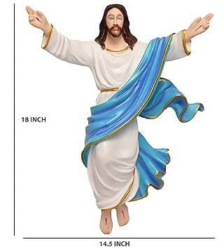 KariGhar® Risen Christ 18 inches Catholic Idol Perfect for Prayer Room/Drawing Room/Bedroom/Gifting & Decoration Purpose (9 x 37 x 46 cm) (Blue) - HalfPe