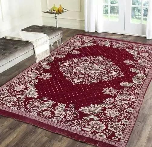 The Fresh Livery Cotton Carpet(6x4 feet, Red) - HalfPe