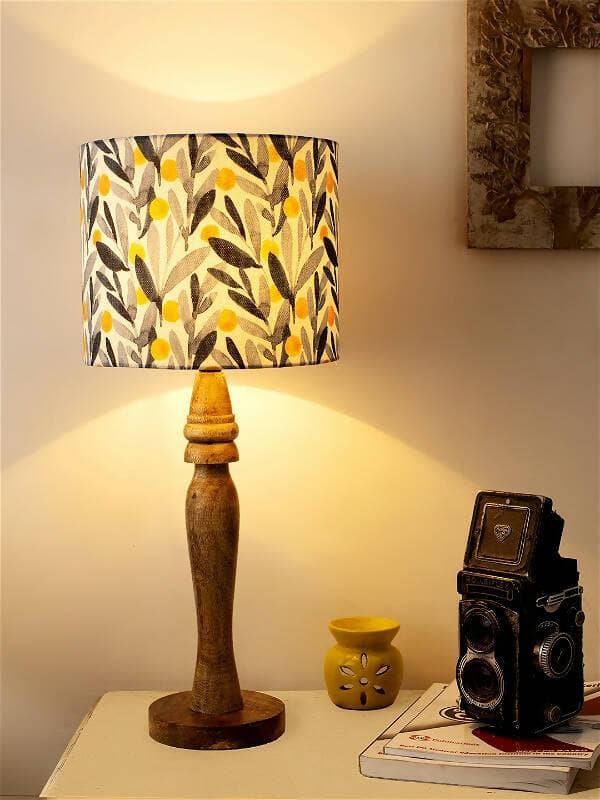 Wooden Leafy Print Lamp - HalfPe