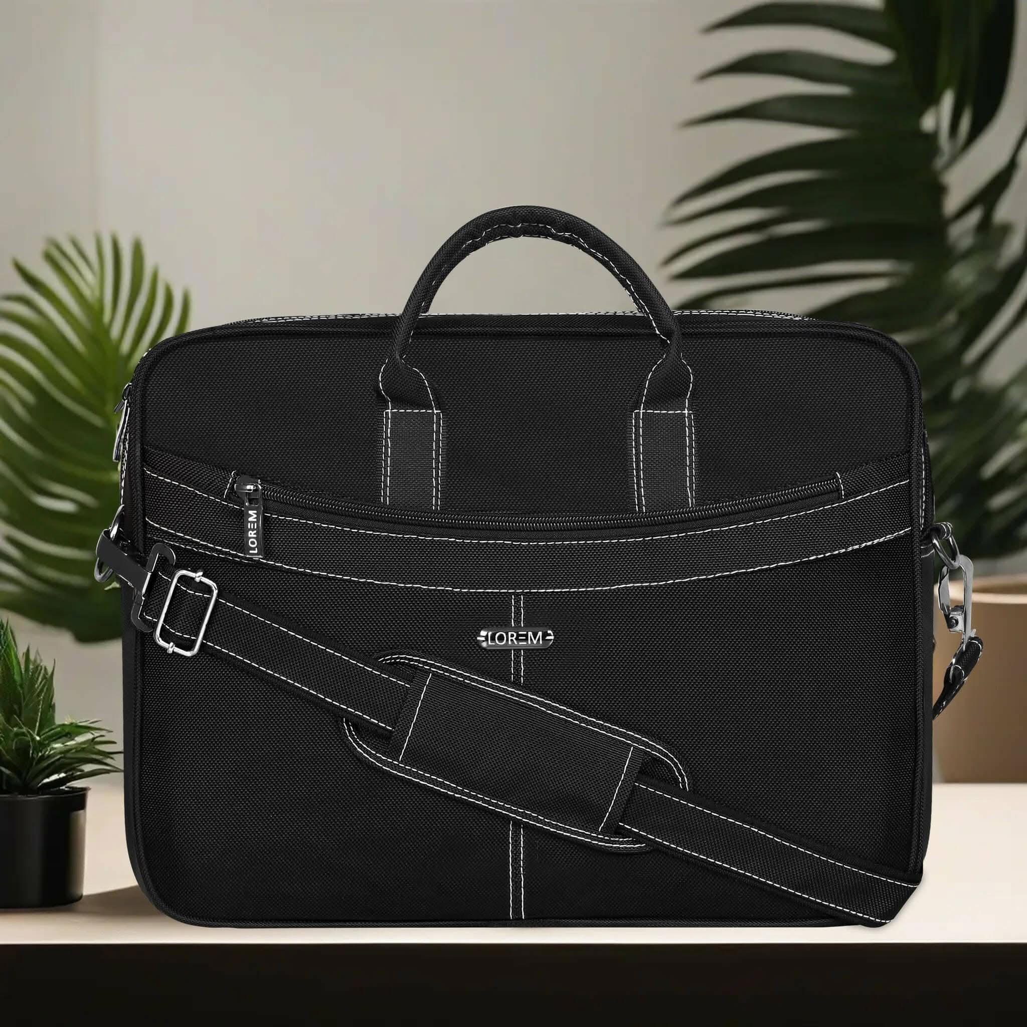 LOREM Linen fabric 10L Messenger Bag (BlacK) - HalfPe