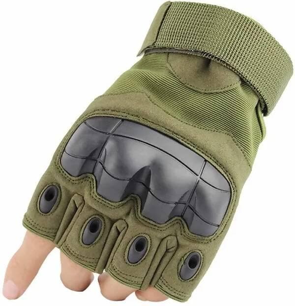 Fingerless Half Gloves Riding Gloves (Green) - HalfPe