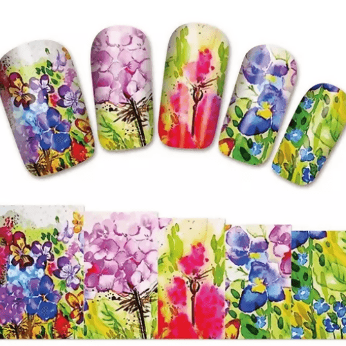 SENECIO Colorful Wildflowers Nail Art Manicure Decals Water Transfer Sticker - HalfPe