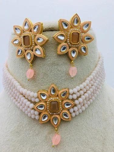 Meenakari chokra necklace with earrings - halfpeapp