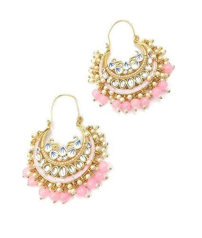 Meenakari designer light pink earrings - halfpeapp