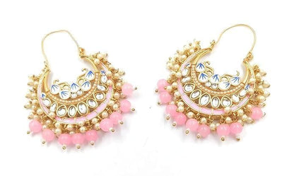 Meenakari designer light pink earrings - halfpeapp