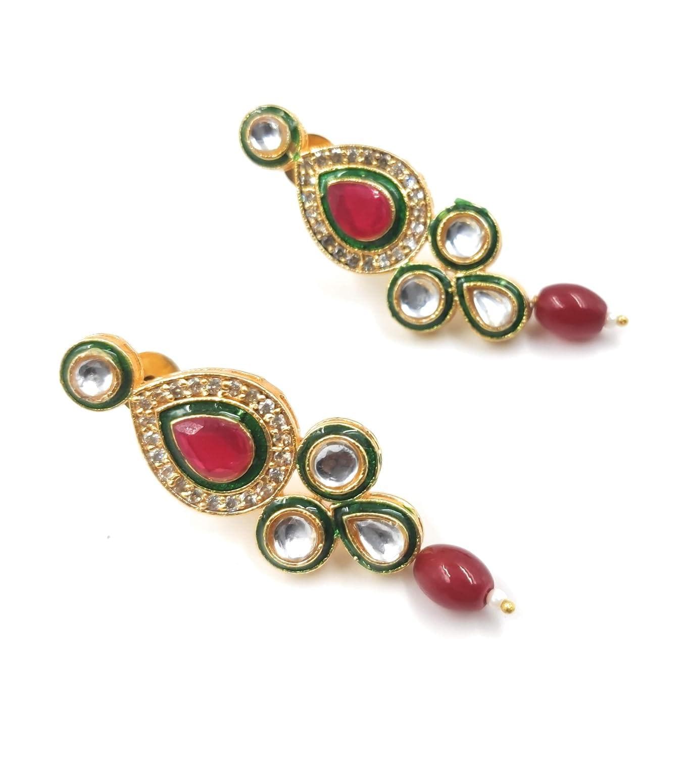 Meenakari kundan brass ad chokar marron color jewel set - halfpeapp