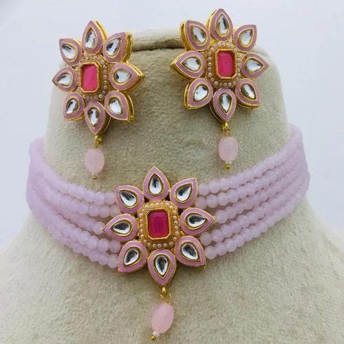 Meenakari star chokar necklace set - halfpeapp