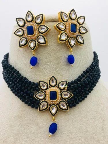 Meenakari star chokar necklace with earrings - halfpeapp