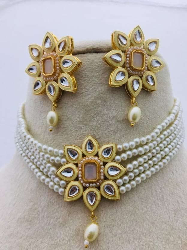 Meenakari star chokar necklace with earrings - halfpeapp