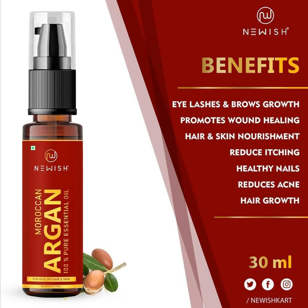 Newish 100% Pure & Natural Moroccan Argan Oil , for Dry and Coarse Hair & Skin care (30 ML) - HalfPe