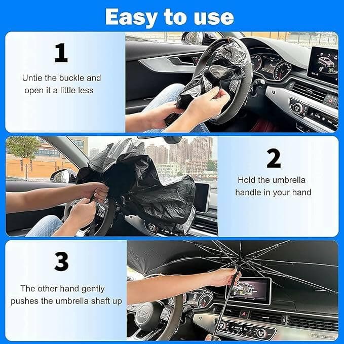 EBOFAB Car Windshield Sun Shade Umbrella Windows Protector Shield Shades, Retractable Sun Blocker Screens - HalfPe