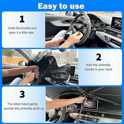 EBOFAB Car Windshield Sun Shade Umbrella Windows Protector Shield Shades, Retractable Sun Blocker Screens - HalfPe