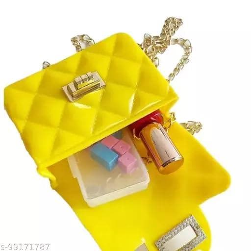 Mini Jelly Purse Flap Handbag stylish trendy Silicone jelly purse, Mini beautiful fashion jelly Sling,Waterproof Sling bag (SMALL SIZE, SUITABLE FOR KIDS!) (Yellow) - halfpeapp