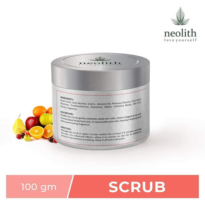 Mix fruit scrub exfoliating face scrub (100gm) | NEOLITH - halfpeapp