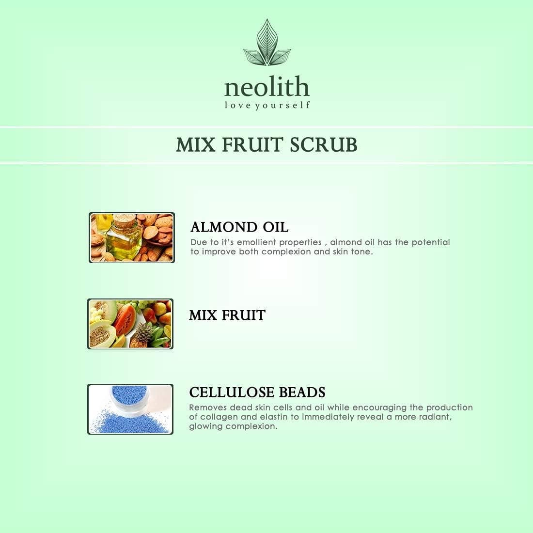 Mix fruit scrub exfoliating face scrub (100gm) | NEOLITH - halfpeapp