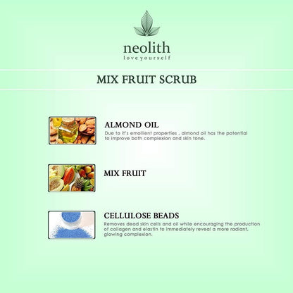 Mix fruit scrub exfoliating face scrub (100gm) | NEOLITH - halfpeapp