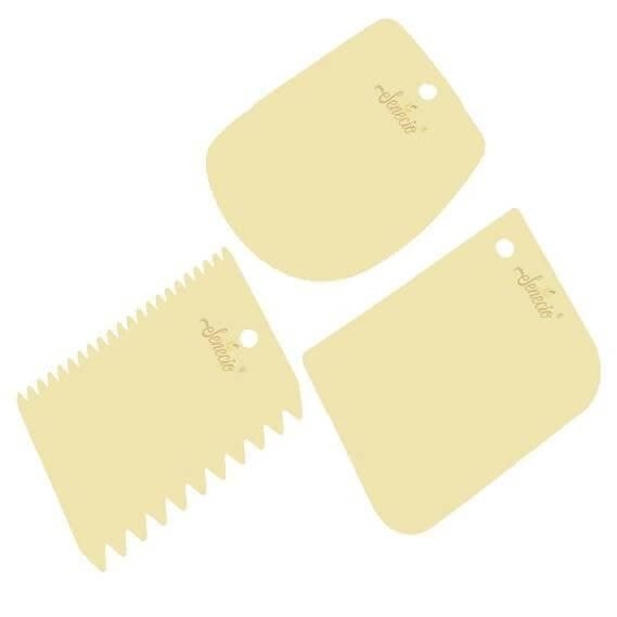 SENECIO Beige Dough Cutter Chocolate Bark Maker Baking Comb Scraping DIY Tools 3Pc Set - HalfPe