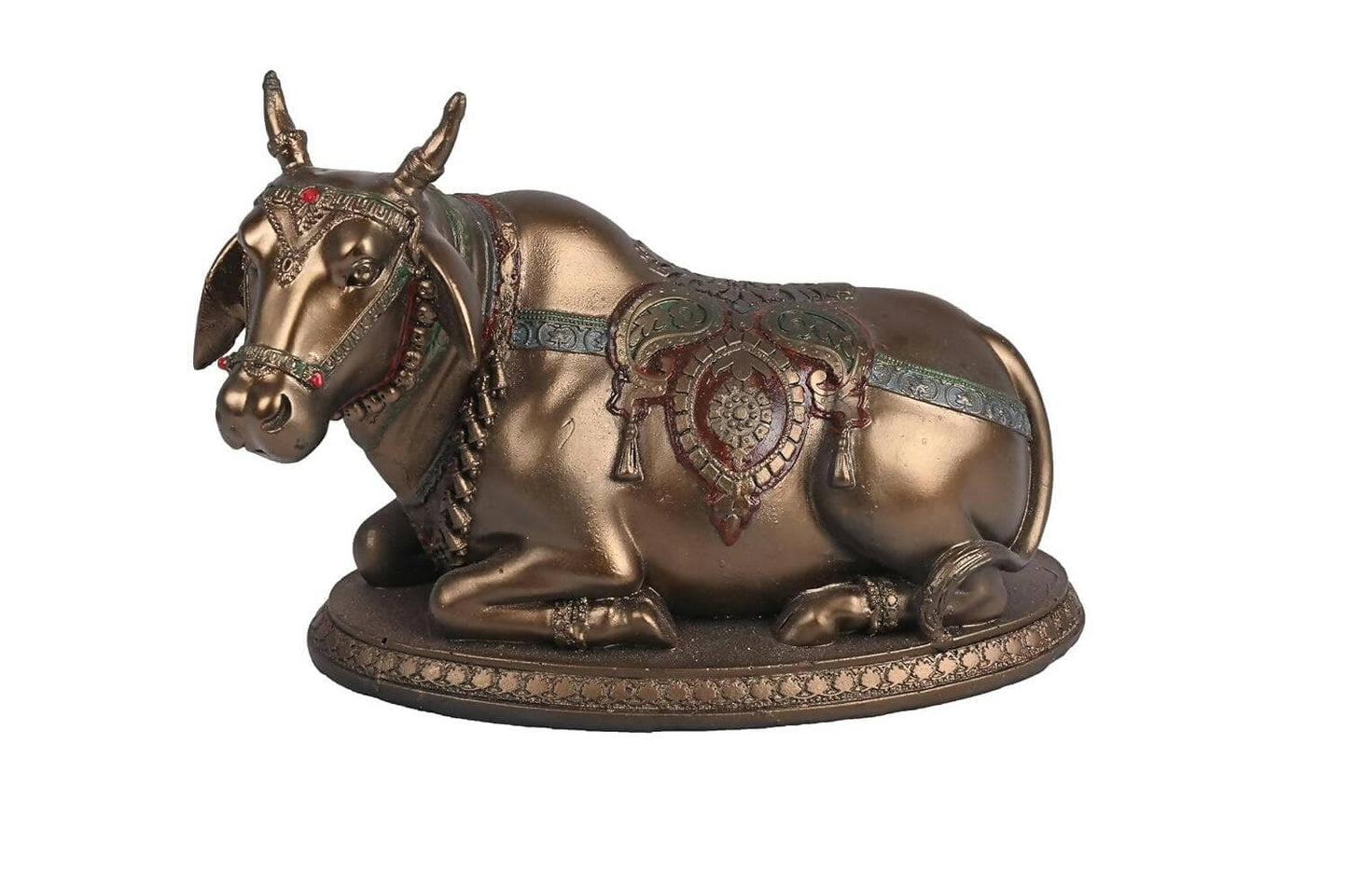 KariGhar Polyresin Nandi Idol for Pooja Home | Living Room | Puja Room | Gifting & Decoration, Multicolour (Bronze) - HalfPe