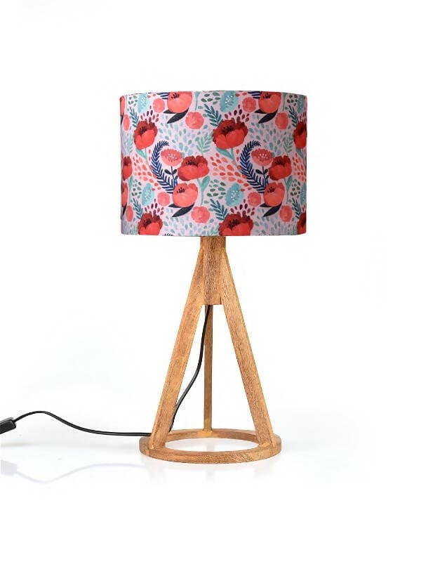 Red Roses Trio Wooden Lamp - HalfPe