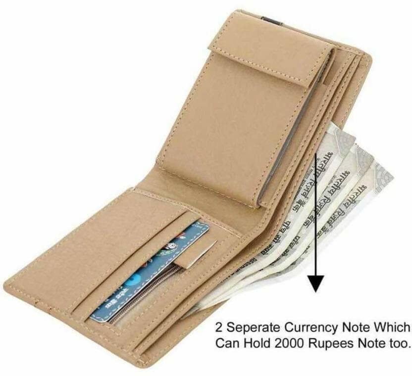 Men Casual Beige Artificial Leather Wallet - HalfPe