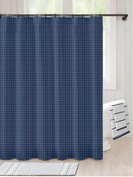 Lushomes Waffle Weave Shower Curtains , 70x72 Inches Bath Cloth, Bathroom curtain for shower, Thick Fabric, Blue, with 12 Rust-Resistant Metal Grommets and no Hooks, Hotel Quality,Washable Polyester - HalfPe