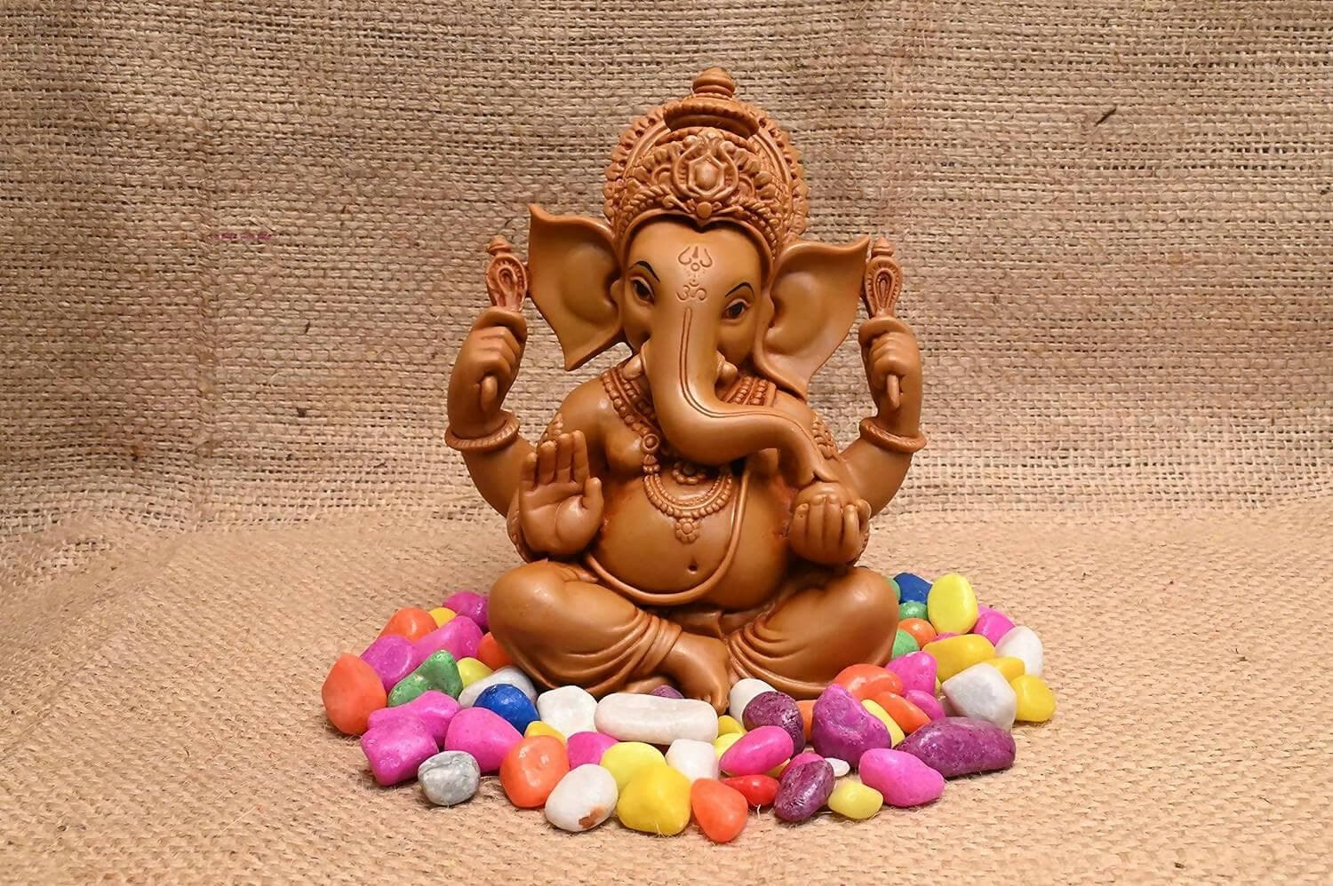 KariGhar Ganesh ji / Ganpati Bappa Perfect for Car Dashboard|Home|Living Room|Puja Room|Gifting ( 8 x 12 x 14 Cm ) - HalfPe