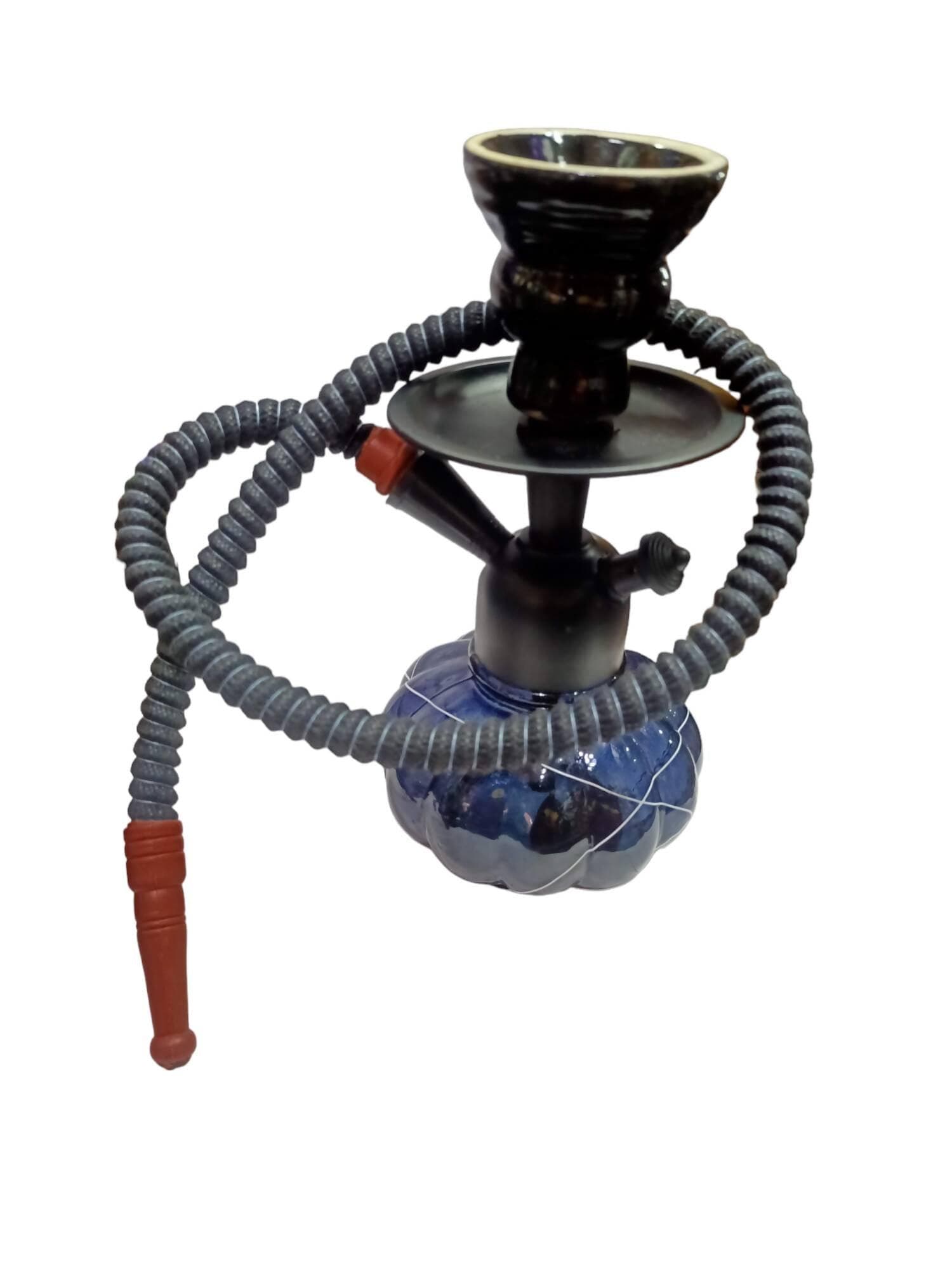 Decorative Showpiece of Hookah pot with long length pipe (Black) - HalfPe