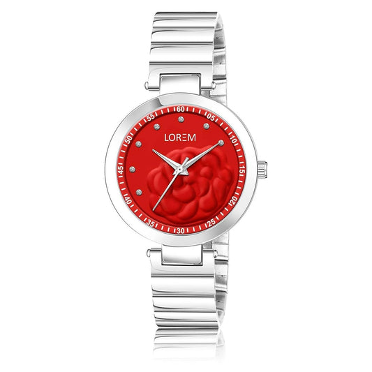 LOREM Red Fancy Analog Watch For Women LR317 - HalfPe