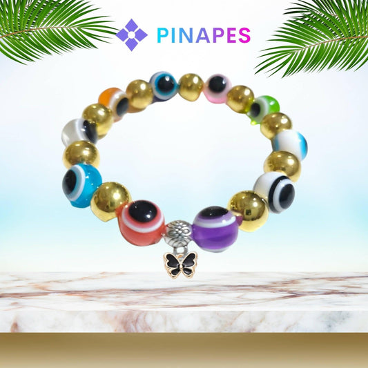 Pinapes Stunning Beaded Bracelet with Butterfly Pendent (Multi Color) - HalfPe