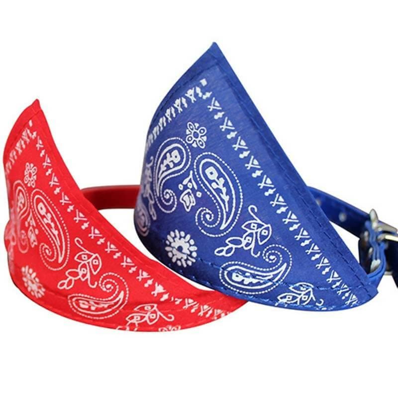 PetGains PGSA Triangle Bandana Scarf Pet Collar with Adjustable PU Leather Neckerchief (XL) -Red - HalfPe