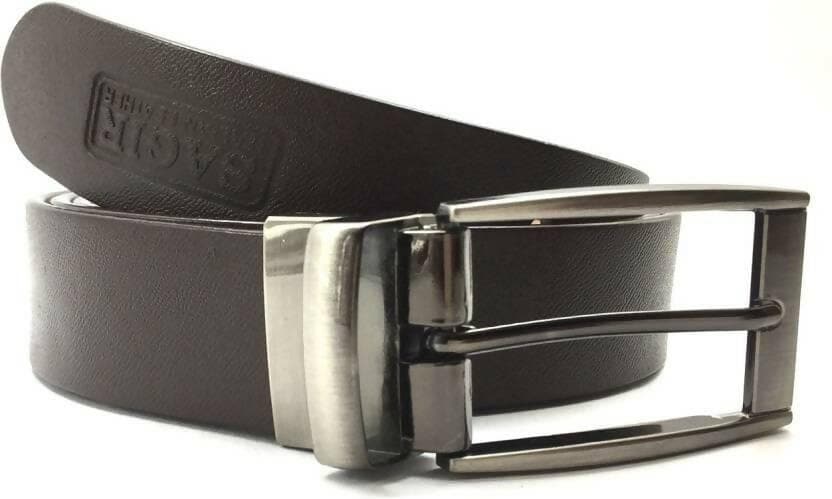 Men Casual Black Genuine Leather Reversible Belt (size: 46) - HalfPe