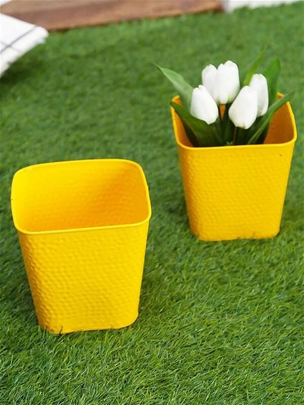 Embossed Pot Yellow (Set Of Two) - HalfPe