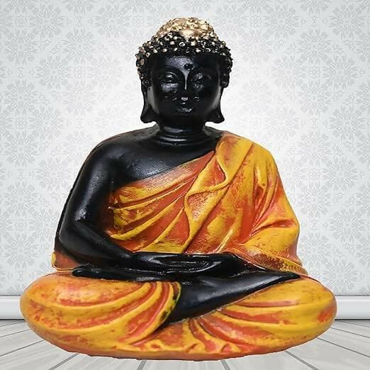 KariGhar Antique Meditating Buddha Statue Idol Perfect for Home | Prayer Room | Living Room | Decoration & Gifting (A0105) - HalfPe