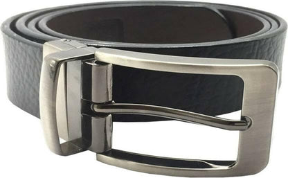 Men Casual Black Genuine Leather Reversible Belt (Size : 30) - HalfPe