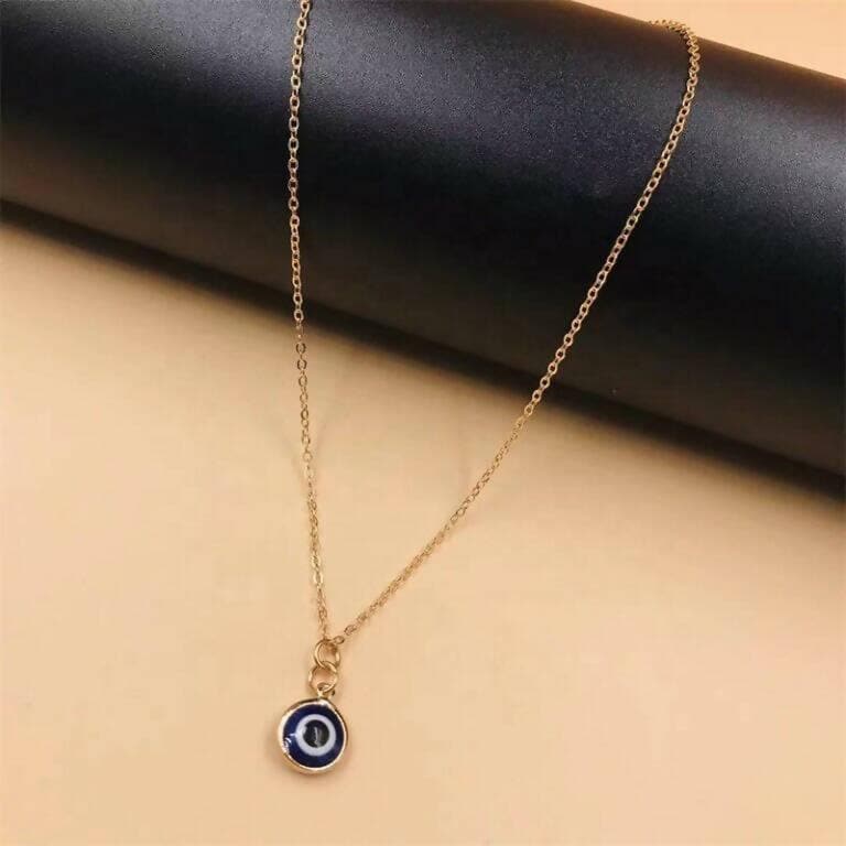 Pinapes Blue Turkish Evil Eye Pendant Chain Necklace for Women (Blue) (Pack of 2) - HalfPe