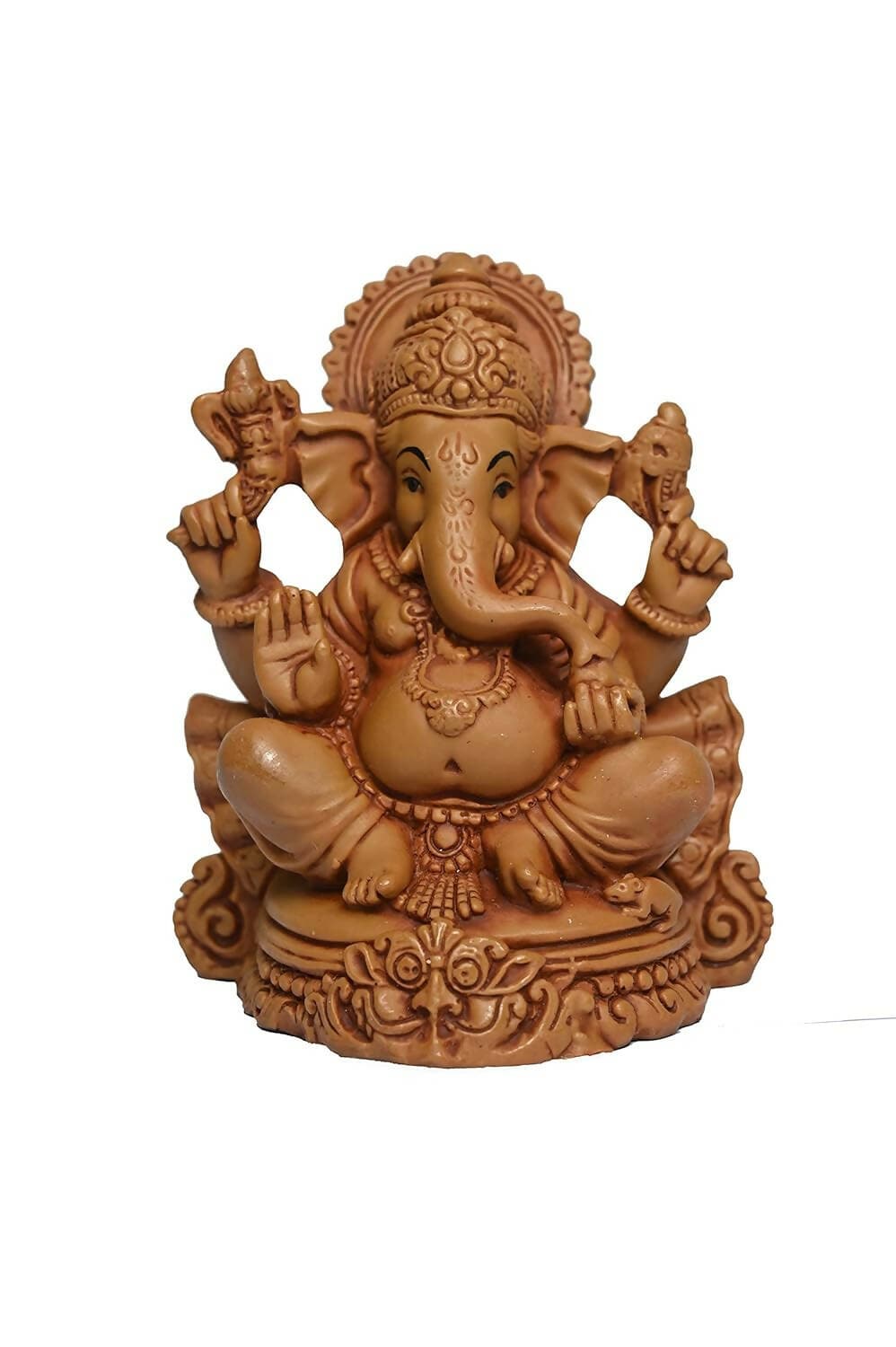 KariGhar Ganesh Idol , Ganpati Bappa Gifting Brown, (2.8 x 3.5 x 5 Inch) - HalfPe