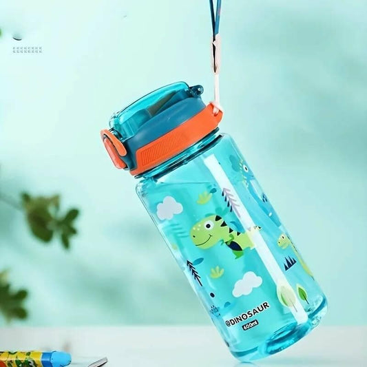 Attractive cartoon water bottle (Green - 500ml) - HalfPe