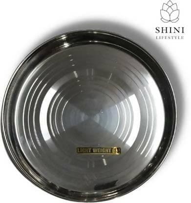 SHINI LIFESTYLE Stainless Steel Plate dinner plate, Laser Design Dinner Plate (Pack of 6) - HalfPe