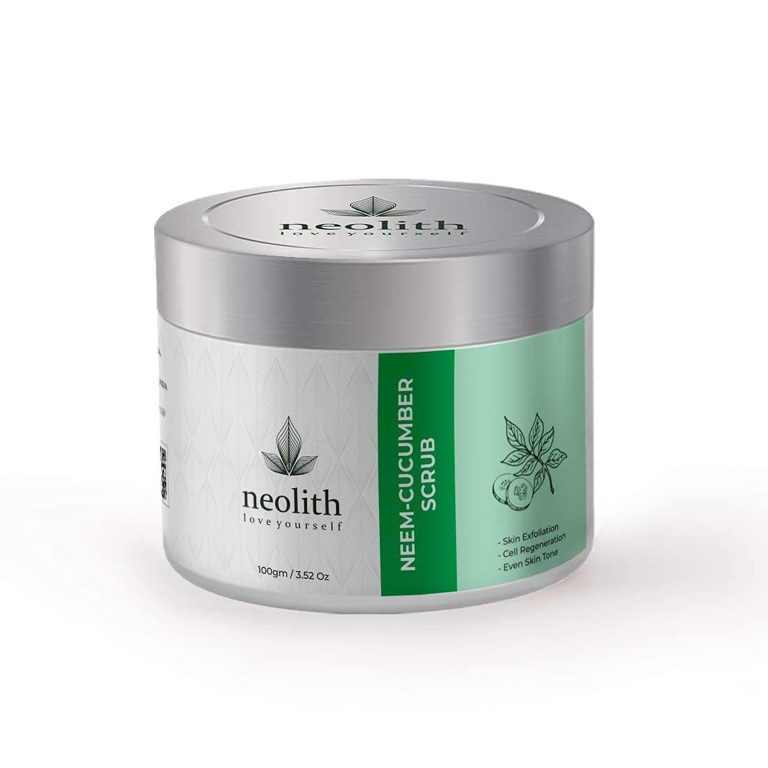 Neem cucumber scrub : exfoliating face scrub (100gm) | NEOLITH - halfpeapp