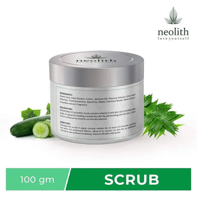 Neem cucumber scrub : exfoliating face scrub (100gm) | NEOLITH - halfpeapp